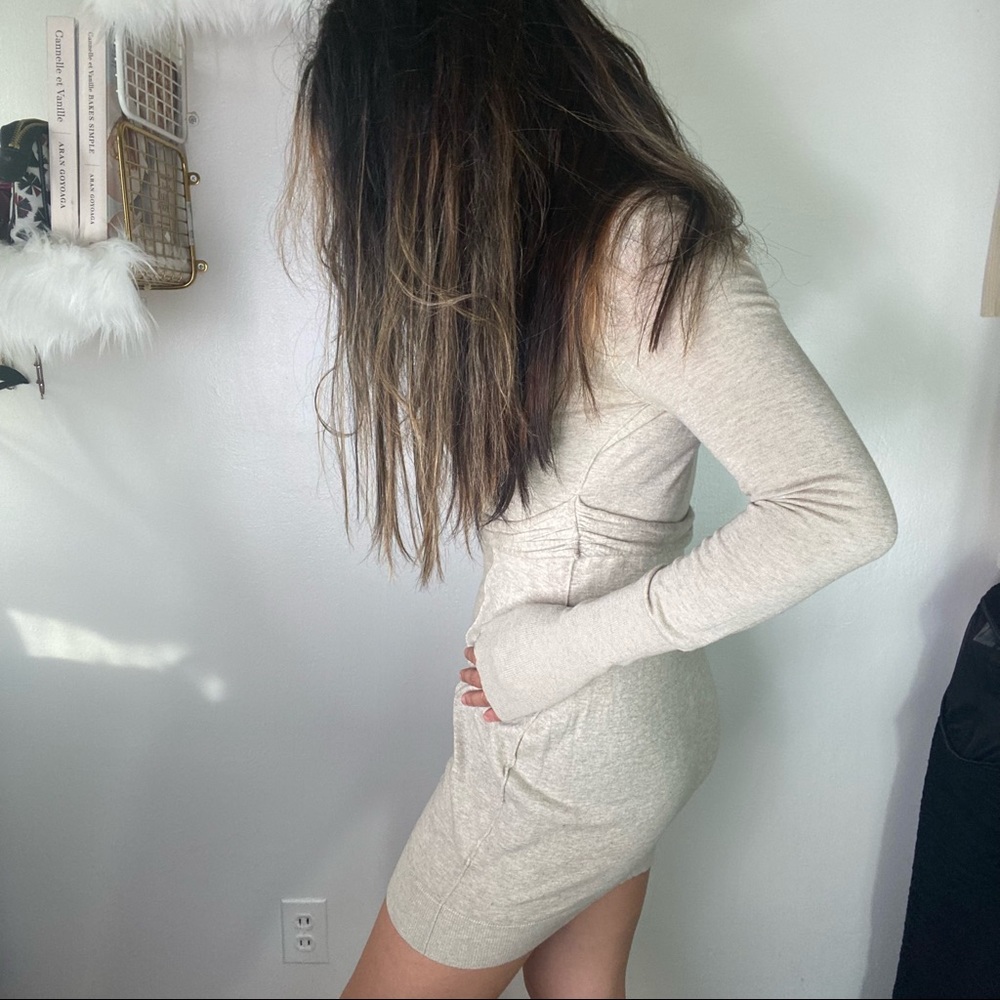 All Saints Oat Geather Cotton Sweater dress tunic long sleeve